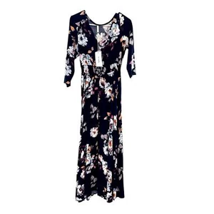 NWT Navy floral print Maxi dress Size Small - Picture 1 of 7