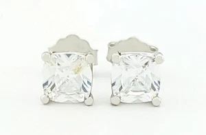 LAB CREATED WHITE SAPPHIRES 1.16 Cts STUD EARRINGS .925 Sterling Silver NWT - Picture 1 of 6