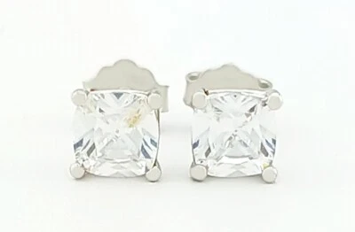 LAB CREATED WHITE SAPPHIRES 1.16 Cts STUD EARRINGS .925 Sterling Silver NWT - Image 1 of 4