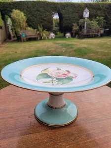 Antique Footed Cake Stand Compote Tazza hand painted Flowers Alfred Pearson - Picture 1 of 6