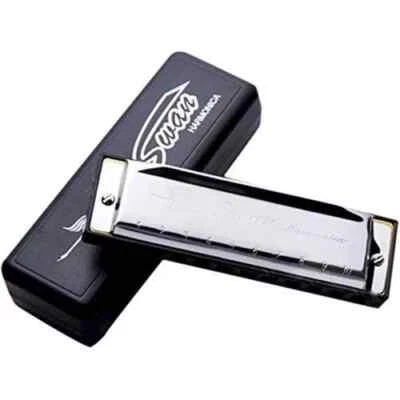 New Silver Swan Harmonica 10 Hole Key of C for Blues Rock Jazz Folk Harmonica UK - Image 1 of 3