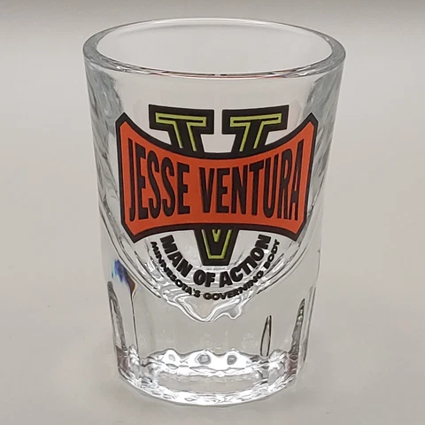 Jesse Ventura Shot Glass Double Shot Minnesota Governor The Body Man Of Action Cover