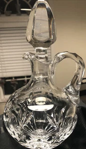 Wallace Crystal Cutted Faceted Glass Decanter With Crystal Stopper - Picture 1 of 12