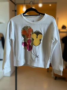 Disney Parks Sweater Sweatshirt SIZE kids LARGE Mickey Balloon Flip Sequins - Picture 1 of 5