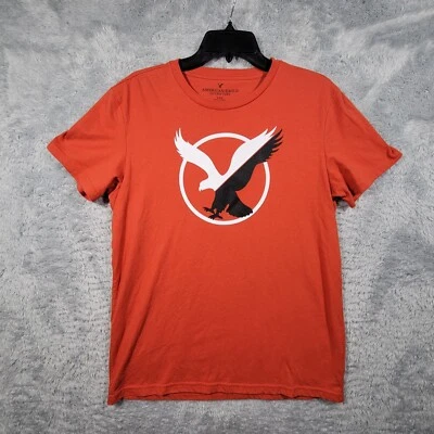 Camisa American Eagle Para Hombre Mediana Roja Naranja Logo Águila Manga Corta Foto 1 de 4
