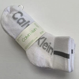 Calvin Klein Low Cut Socks Boys White 6 Pair Size 4-7 Shoe Size 10-13 - Picture 1 of 6
