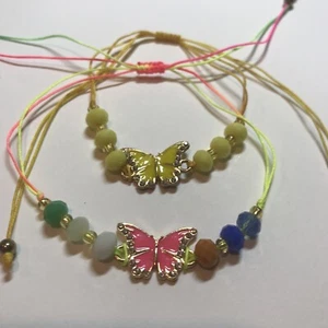(12) Girls Birthday Party Bag Favour  Bracelets, Real Crystals & Butterflies - Picture 1 of 11