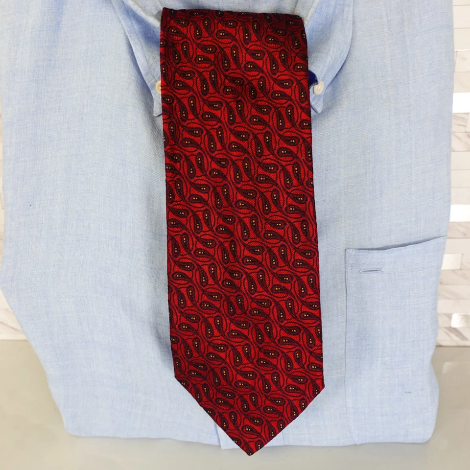 Corbata de cuello tejida jacquard para hombre roja borgoña lágrima cachemira lazo HOMBRE DE HOY Italia Foto 1 de 4