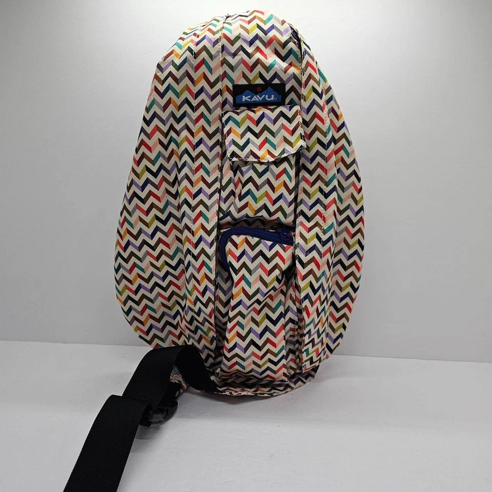 KAVU Rope Bag Orange Blue Yellow Geometric Crossbody Shoulder Sling Backpack - Image 1 of 4