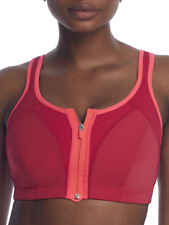 Pour Moi RED/CHERRY Energy Zip Front Padded Sports Bra, US 32I, UK 32G