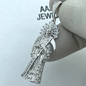 ECHT 925 MASSIV STERLINGSILBER ZIRKONIA SANTA MUERTE ANHÄNGER - Bild 1 von 5