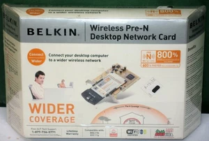 Belkin Pre-N Desktop PC Wireless Network Card 802.11g NEW, sealed in box Vintage - Picture 1 of 3
