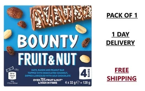 Bounty Fruit & Nut Milk Chocolate Snack Bars Multipack 4 Bars x 32g - Picture 1 of 5