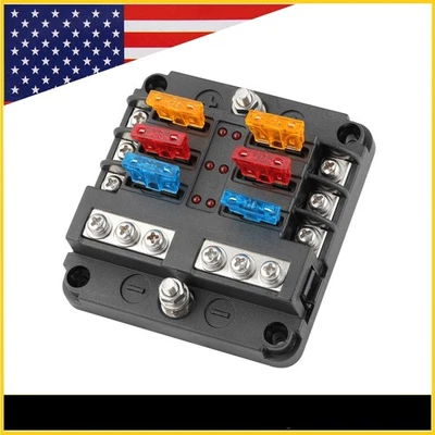 12-24V Blade Fuse Holder Fuse Holder Box Block Panel Board 6 Way US USA NEW - Image 1 of 4