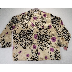 Gillian & O’Malley Pajama Top XXXL Leopard Print Floral Soft Comfy New NWT - Picture 1 of 9