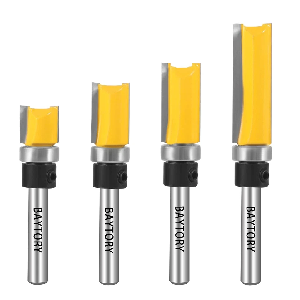 Professional Pattern Flush Trim Router Bit Set with 1/4 inch Shank, 4Pcs 1/2"... - Image 1 of 4