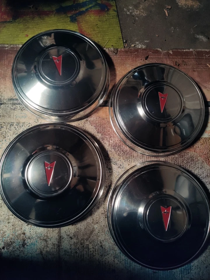 1970-1990 NOS Pontiac 10.5" Dog Dish Hubcap Wheel Cover Center Caps SET OF FOUR Foto 1 de 4