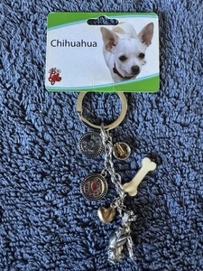 Chihuahua Pewter Keychain With Charms By Little Gifts. - Picture 1 of 3