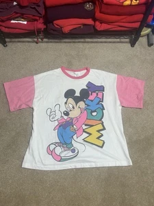 Vintage Disney Mickey Loves Minnie TShirt Large TwoTone Cotton Polyester - Picture 1 of 6