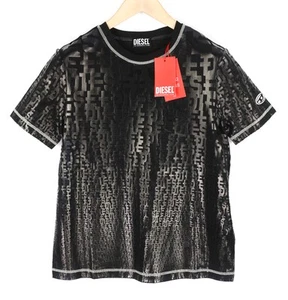 DIESEL T-Reg-Mon Womens T-Shirt M Black Short Sleeve Crew Neck Shiny RRP€125 - Picture 1 of 11