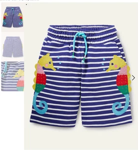 EUC Mini Boden 7Y Jersey Seepferdchen Applikation Sommer Shorts Frottee Junge Mädchen - Bild 1 von 8