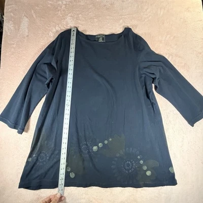 Blue Fish Barclay Womens 2 Blue VTG Hand Painted Cotton Top Lagenlook Y2K Retro - Image 1 of 4