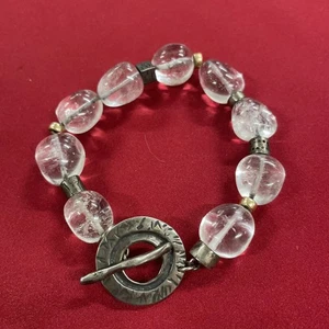Silpada Clear Nugget Beads & Sterling Silver Toggle Clasp 8” Bracelet - Picture 1 of 7