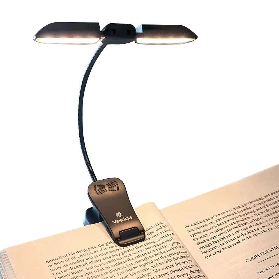 Rechargeable 14 LED Warm & White Book Light-3 Brightness X 3 Color Clip on up to