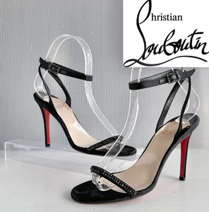 Christian Louboutin Rhinestone Decoration Strap Sandals High Heels Extreme Shoes - Picture 1 of 10