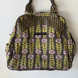 Vintage Petunia Pickle Bottom Diaper Bag Floral Backpack Tote Baby Green Pink - Picture 1 of 15