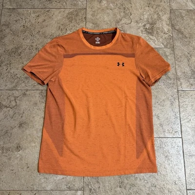 Camisa masculina Under Armour XL extra grande laranja manga curta equipamento térmico ajuste solto - Imagem 1 de 4