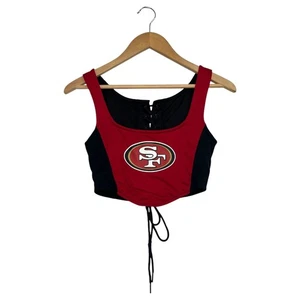 San Francisco 49ers Crop Top Womens XS Lace Up NFL Football Team Apparel Shirt - Picture 1 of 11