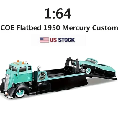 2025 RELEASE 1950 MERCURY CUSTOM CAR & COE FLATBED TOW TRUCK MAISTO DESIGN 1:64 - Image 1 of 4