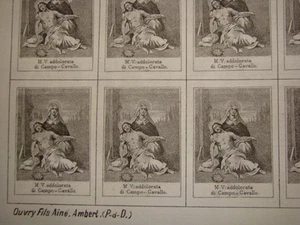 lot 20 planche Scapulaire icone toile PIETA XIXè MV ADDOLORATA DI CAMPO CAVALO - Picture 1 of 4