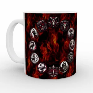 Hell's Zodiac - Mug Set, Gothic Astrology, Death Star Signs, Skulls, Roses, Fire - Picture 1 of 12