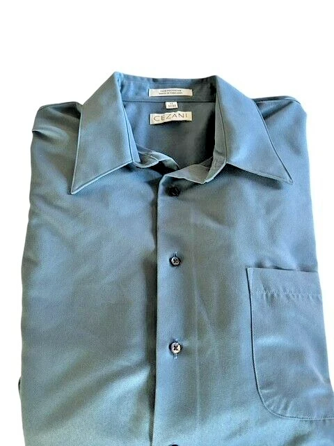 男式 Cezani 衬衫尺寸 17 32/33 纽扣长袖前口袋 — 第 1/4 张图片
