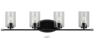 Riley Collection 4-Light Matte Black Clear Glass Modern Bath Vanity Light - Picture 1 of 2