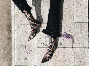 ZARA FLORAL FABRIC HIGH HEEL ANKLE BOOTS SS17 SIZE 6UK 39EUR - Picture 1 of 9