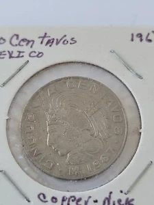 1967 MEXICO 50 CENTAVOS - AU/UNC - Great Coin - FREE SHIP 2077 - Picture 1 of 2