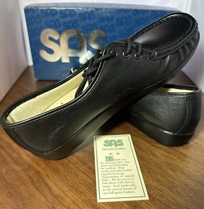 SAS Siesta Women's Black Lace Up Leather Loafer Size 11 N  New - Picture 1 of 12