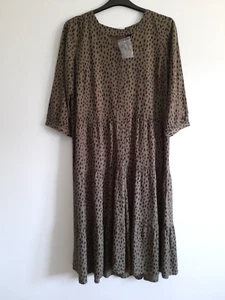 Damart Khaki & Black Tiered Midi/Maxi Size 14 - Picture 1 of 3