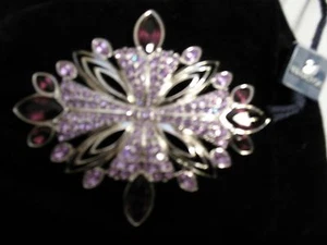 Swarovski Brosche Lavendel & Lila Kristall Anstecknadel signiert - WUNDERSCHÖN! - Neu - Bild 1 von 2