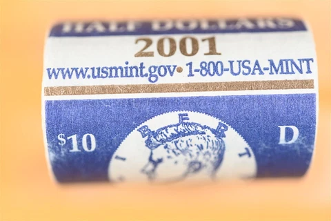2001 D Kennedy Half Dollar Roll of Uncirculated Coins Unopened Mint Wrapped Cover