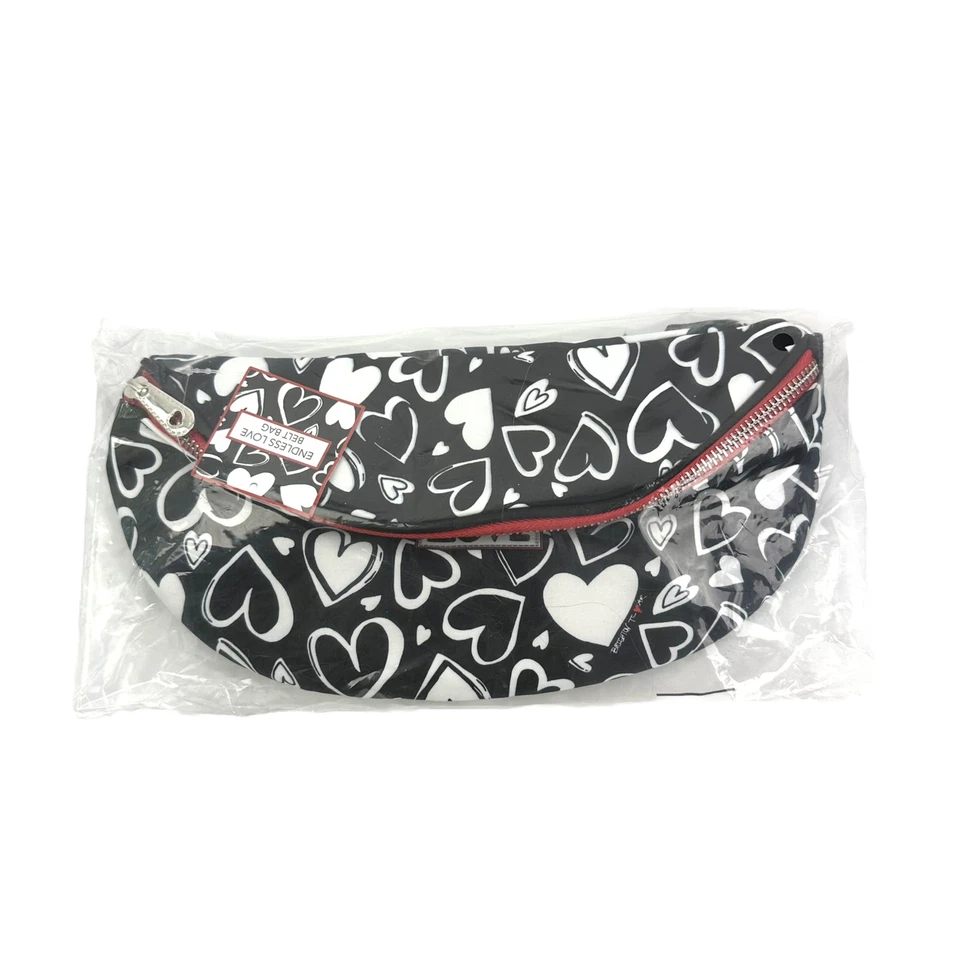 Brighton ENDLESS LOVE BELT BAG Black White Hearts Crossbody Fannie Pack