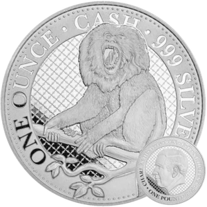 Monkey Bartaffe 2023 Cash India Wildlife St. Helena 1 oz plata Ag 999 * - Imagen 1 de 5