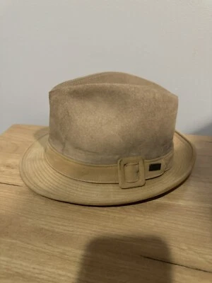 DOBBS Fifth Avenue Suede Leather Fedora Hat - Tan - Size 7 1/8 - Image 1 of 4