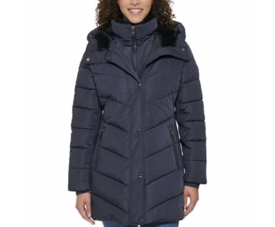 ANDREW MARC Walker Dark Navy Insulated Hooded Cold Weather Zip Puffer Jacket L - Image 1 of 4