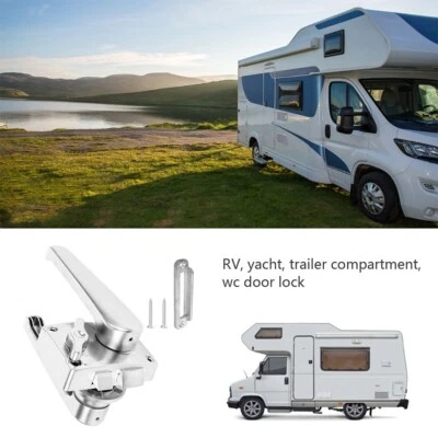 Serratura bagno camper argento per porte interne per camper e yacht - Immagine 1 di 4
