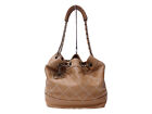 Hotei Chanel Drawstring Chain Shoulder Bag Wild Stitch Leather Light Brown Sil