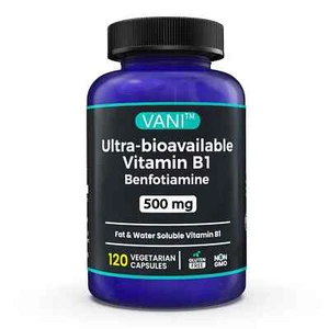 VANI Benfotiamine 500mg 120 Veg Capsules Fat & Water Soluble Vitamin B1 - Picture 1 of 6